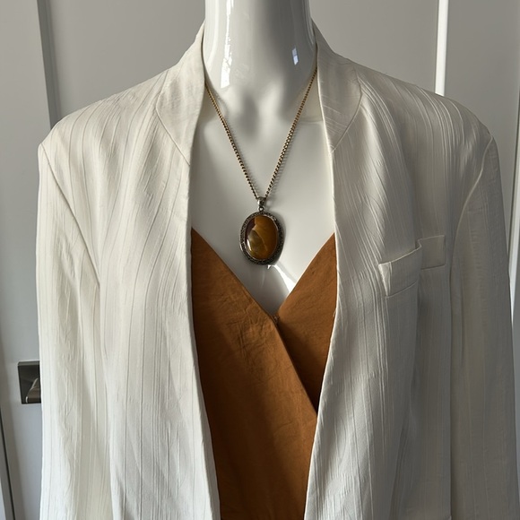 Zara Woman Textured White Blazer Jacket - Picture 15 of 17